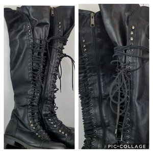 Women Military Lace Up Thigh High Combat Boots 9